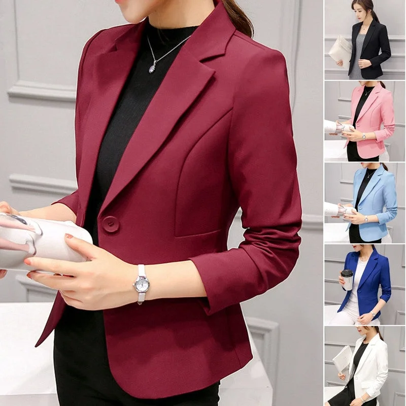 knitted jackets for women -Women Fashion Casual Blazer Slim Fit Business Basic Jacket Lady Work Wear