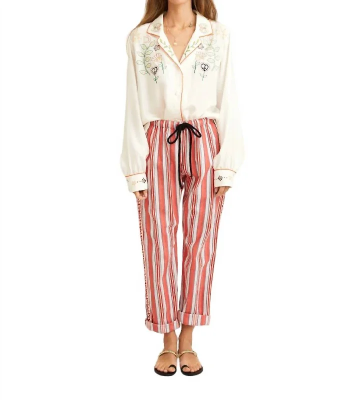 ladies' dress pants -Pirate Pant In Red Stripes