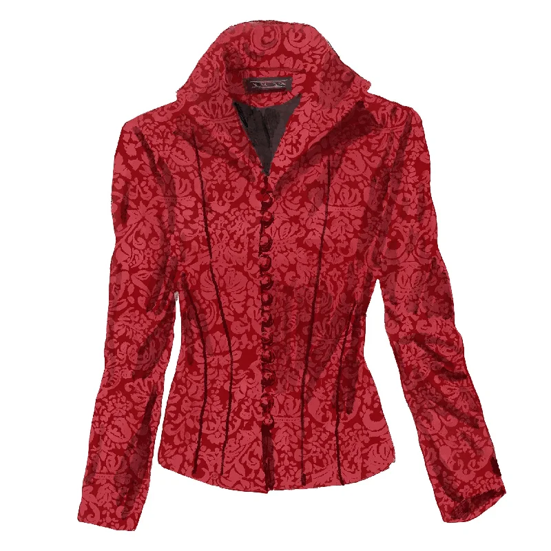 fur-trimmed coats for women -Silk Brocade Jacket