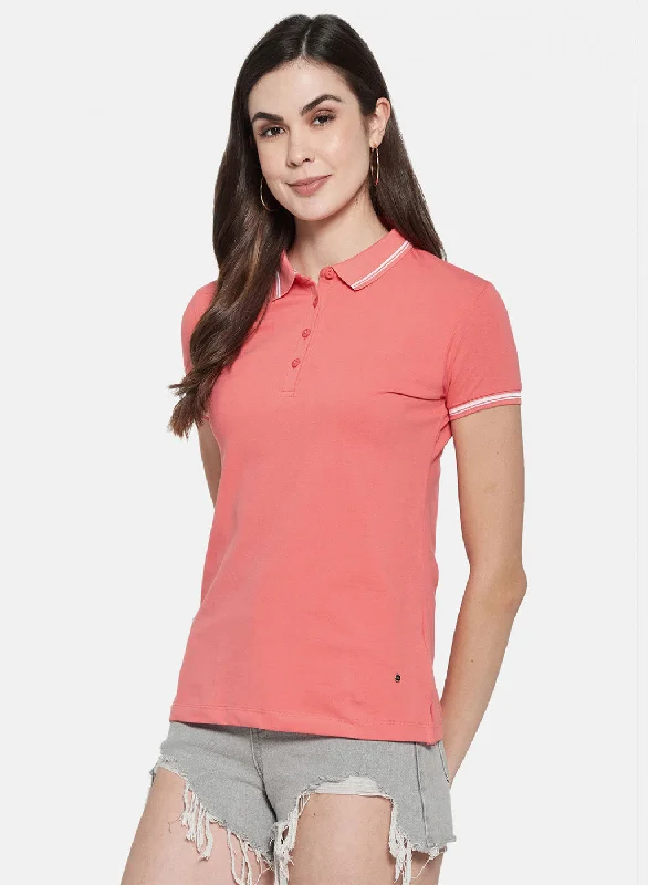 women's work blouses -Womens Peach Plain T-Shirt