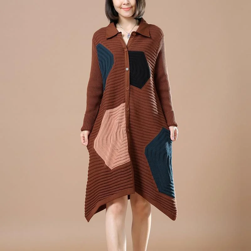 breathable tops for women -Chocolate sweaters oversized women winter dress coats