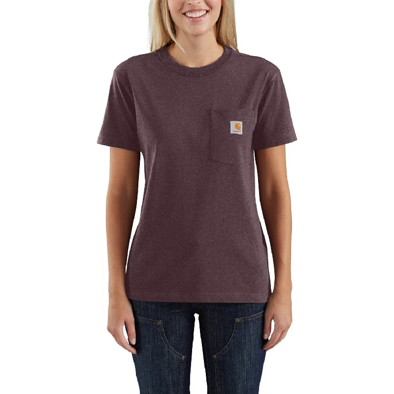 spring fashion tops for women -Carhartt Women's Short Sleeve Pocket T-Shirt_Blackberry Heather