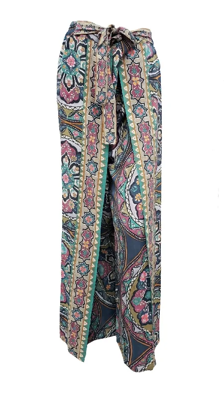 loose linen trousers for women -Women's Spezia Wrap Pant In Multi