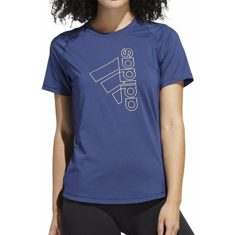 modest tops for women -adidas Tech Badge of Sport Short Sleeve Womens Training Top - Blue