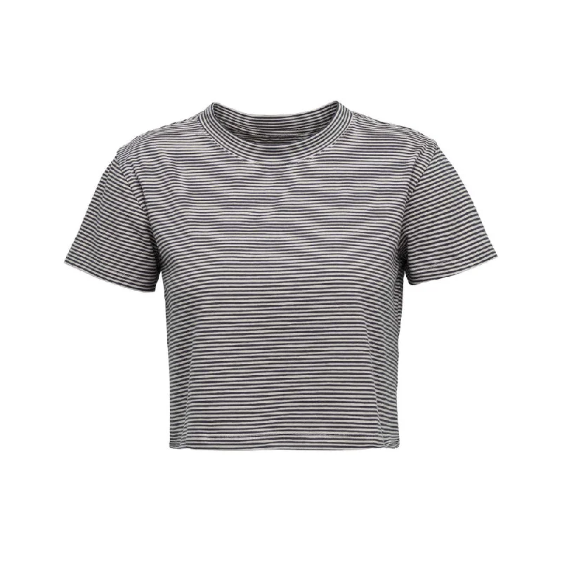 wool tops for women -Stripe Crop Short Sleeve Tee (Women's)