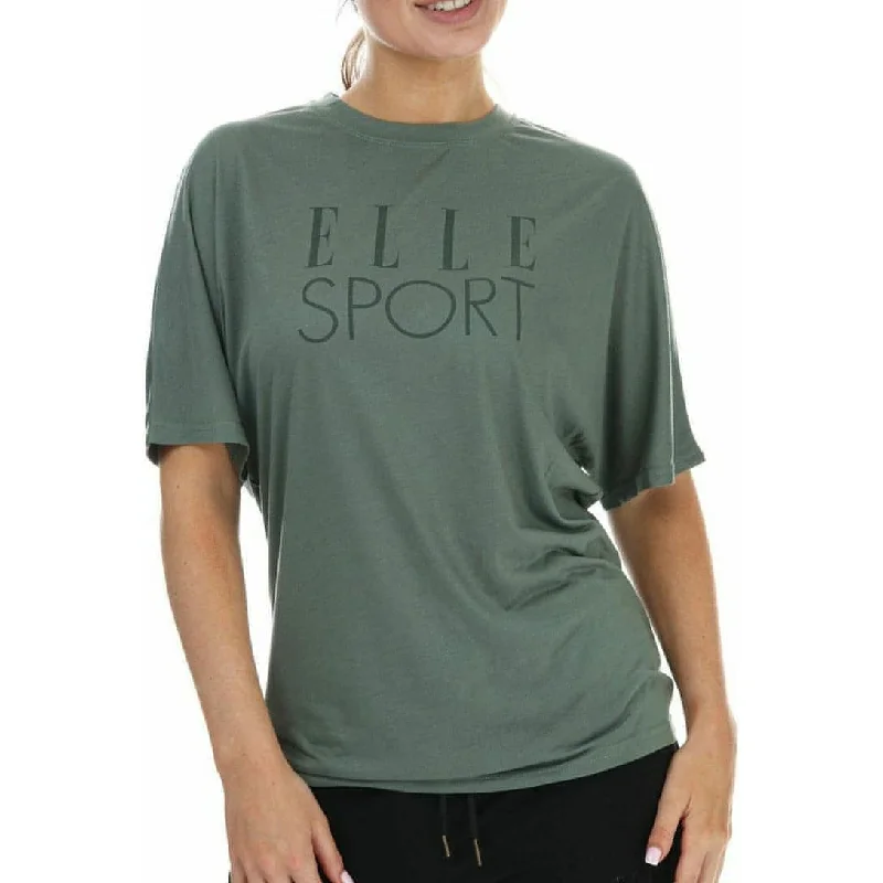 breathable linen tops for women -Elle Sport Boyfriend Short Sleeve Womens Training Top - Green