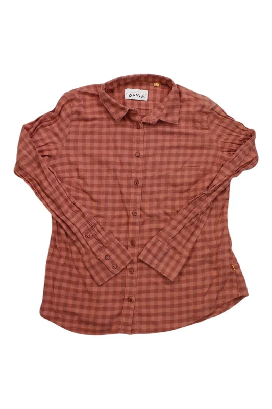 women's ribbed tops -ORVIS WOMENS LONG SLEEVE FLANNEL SHIRT