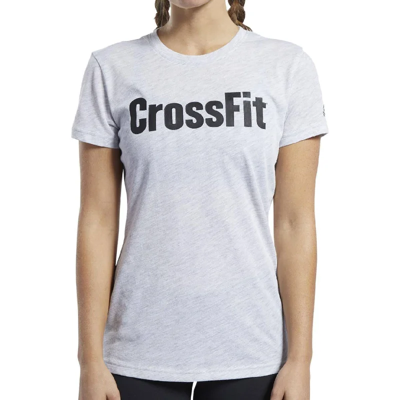 peplum tops for women -Reebok Crossfit Short Sleeve Womens Training Top - Grey