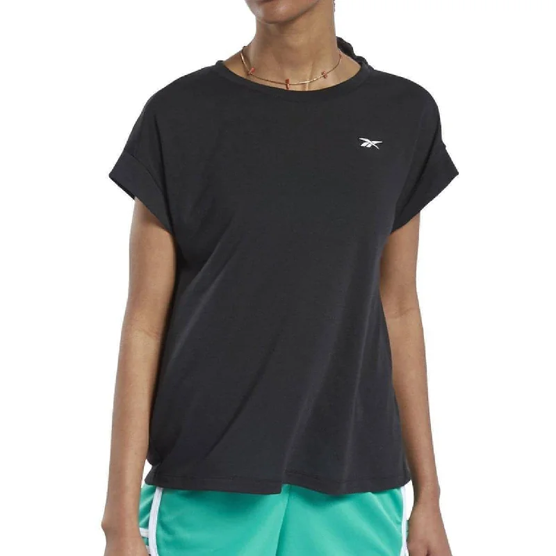 chiffon blouses for women -Reebok Workout Ready Supremium Short Sleeve Womens Training Top - Black