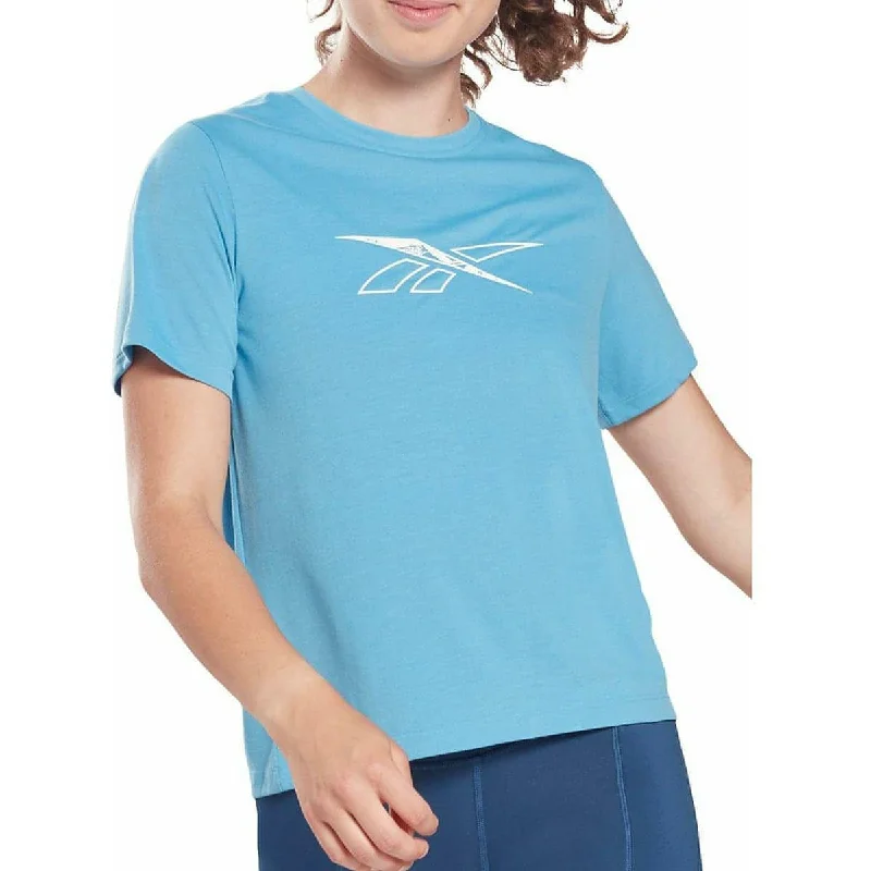 women's pleated tops -Reebok Workout Ready Supremium Short Sleeve Womens Training Top - Blue