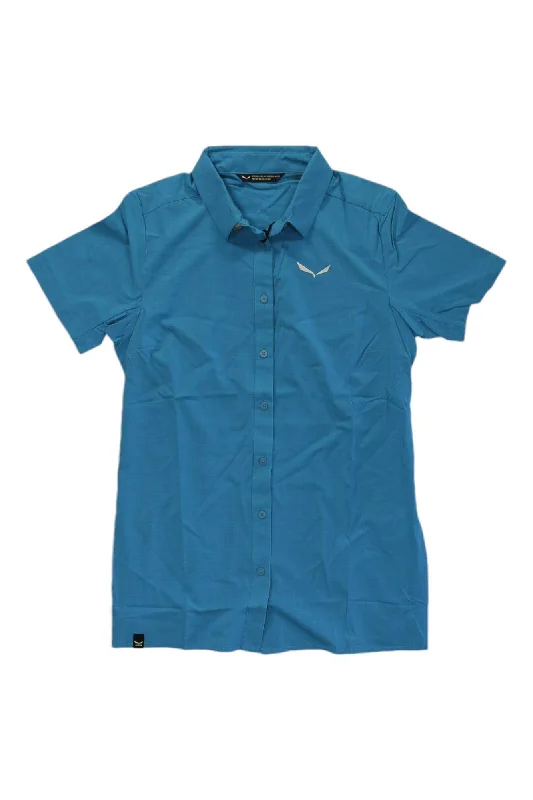 casual loose blouses for women -Salewa Women's Puez Minicheck 2 Dry SS Shirt