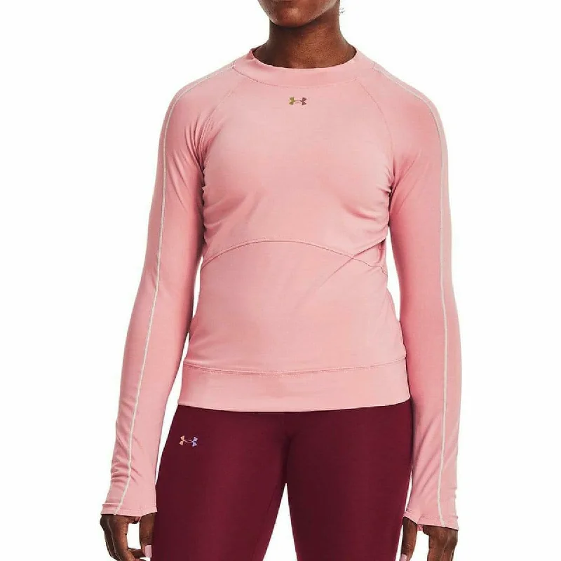 stretchable tops for women -Under Armour Rush ColdGear Long Sleeve Womens Training Top - Pink