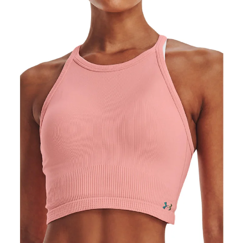 boho style tops for women -Under Armour Rush Seamless Womens Training Crop Top - Pink