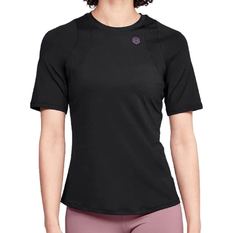 solid color blouses for women -Under Armour Rush Short Sleeve Womens Training Top - Black