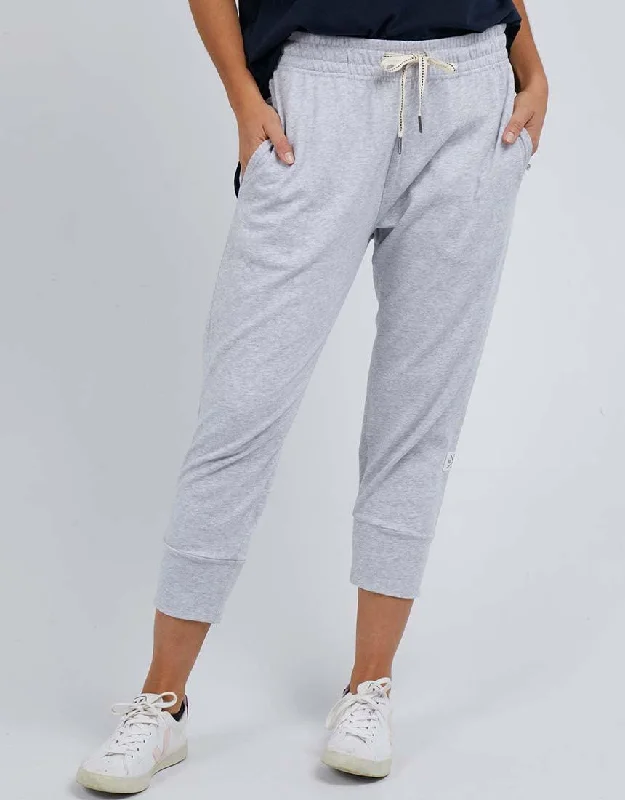 embroidered trousers for women -3/4 Brunch Pants - Grey Marle