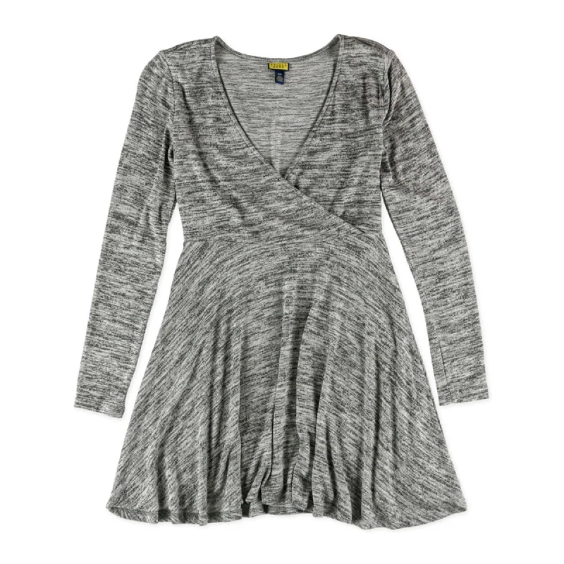 strapless dresses for women -Aeropostale Womens Wrap Front Sweater Dress, Grey, Small