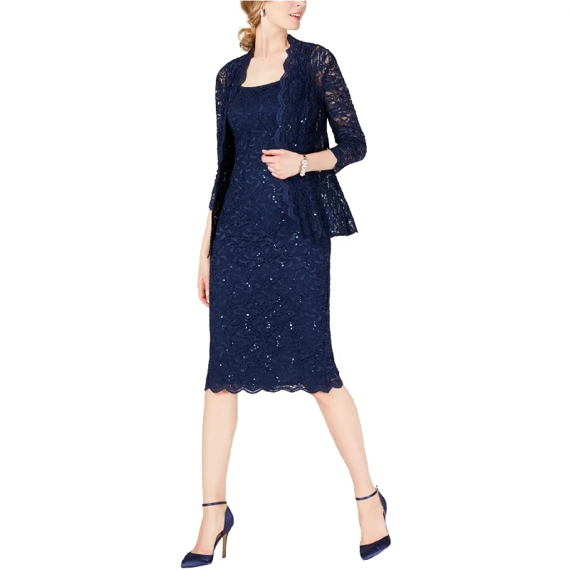 trendy shirt dresses for women -Alex Evenings Womens Lace Sheath Dress, Blue, 14