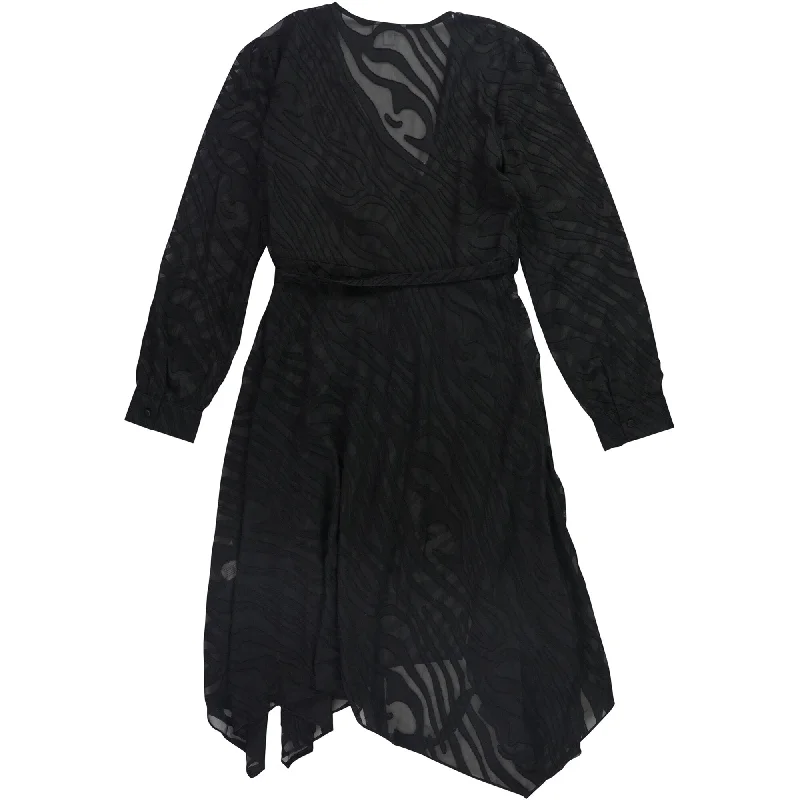 elegant lace dresses for women -bar III Womens Burnout Wrap Dress, Black, X-Large