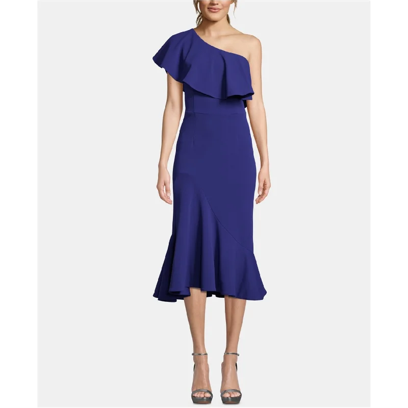 women's wraparound dresses -Betsy & Adam Womens Asymmetrical Neck One Shoulder Dress, Blue, 2