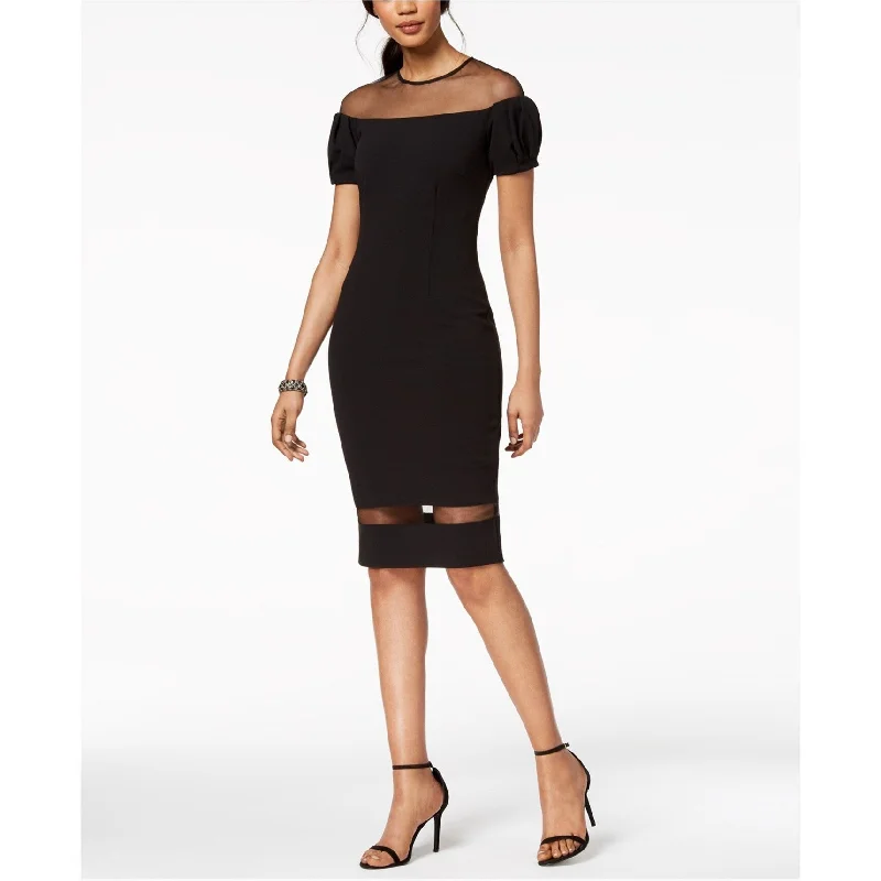 shift dresses for women -Betsy & Adam Womens Illusion Cocktail Sheath Dress, Black, 10