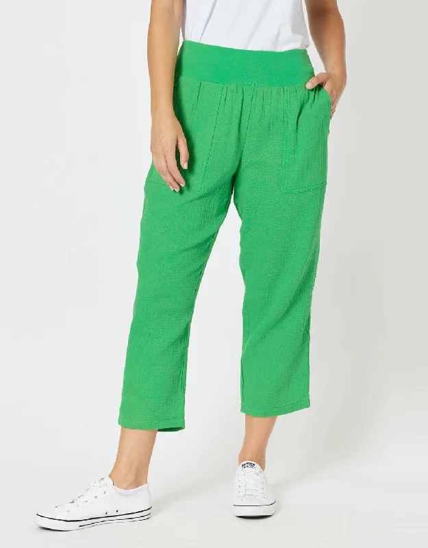 quick-dry leggings for women -Byron Cotton 7/8 Pant - Emerald