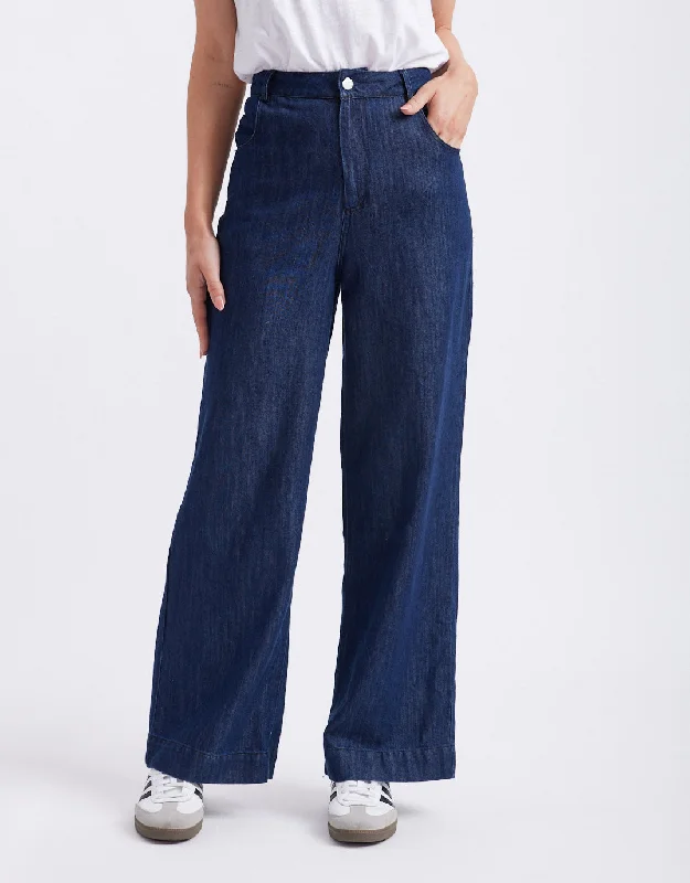 retro-style pants for women -Celeste Tencel Pants - Dark Denim