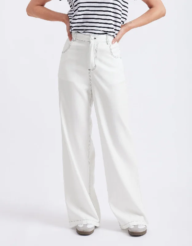 thermal pants for women -Celeste Tencel Pants - White