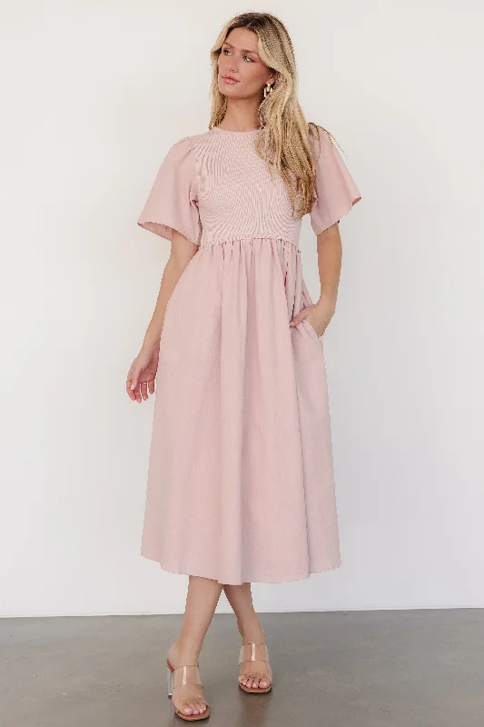 pleated midi dresses for women -Cici Sweater Dress | Dusty Rose