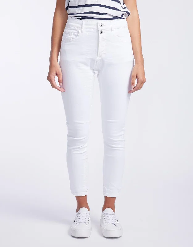 office pants for women -Emma Stretch Jean - White