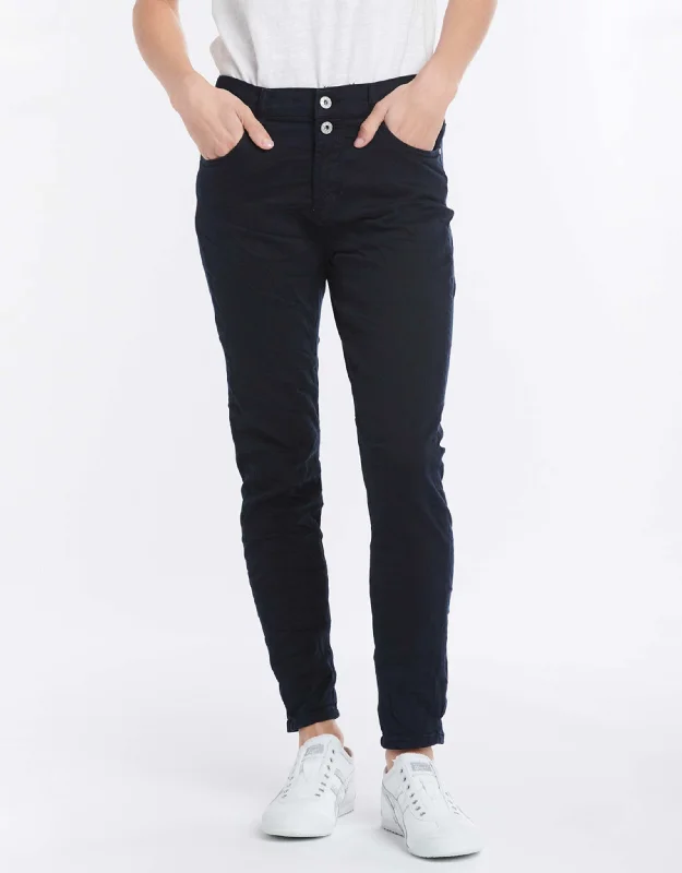 fleece-lined pants for women -Emma Stretch Jean - Navy