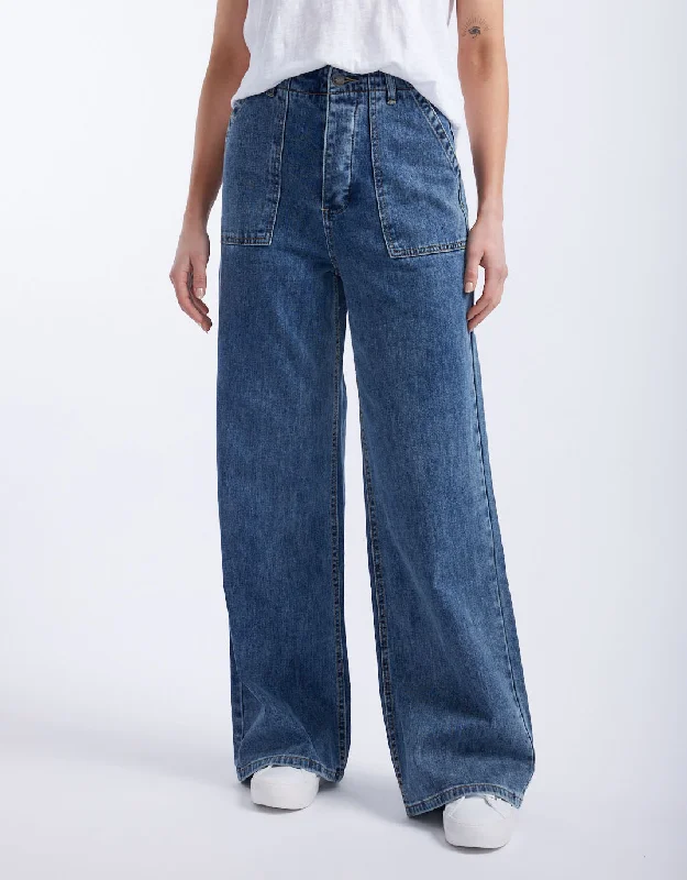 baggy trousers for women -Frankie Wide Leg Jeans - Mid Wash