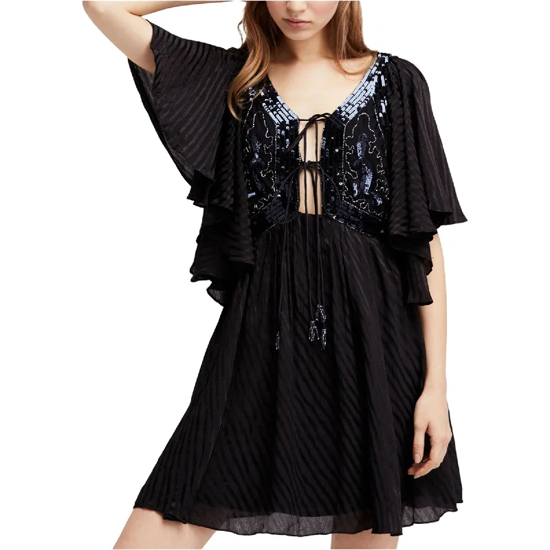 satin dresses for women -Free People Womens Moonglow A-line Dress, Black, X-Small