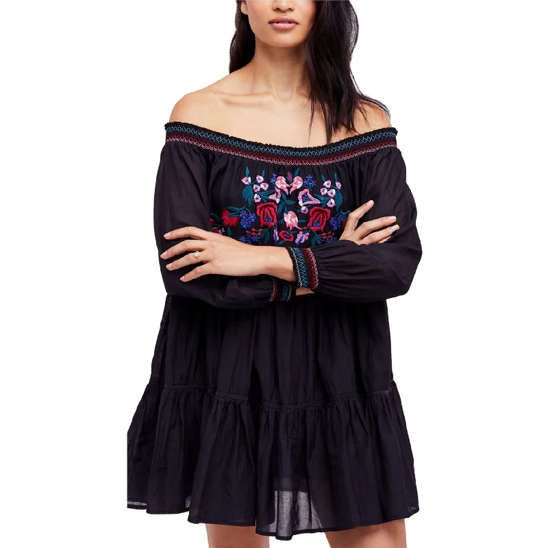 velvet dresses for women -Free People Womens Sunbeams A-line Dress, Black, X-Small