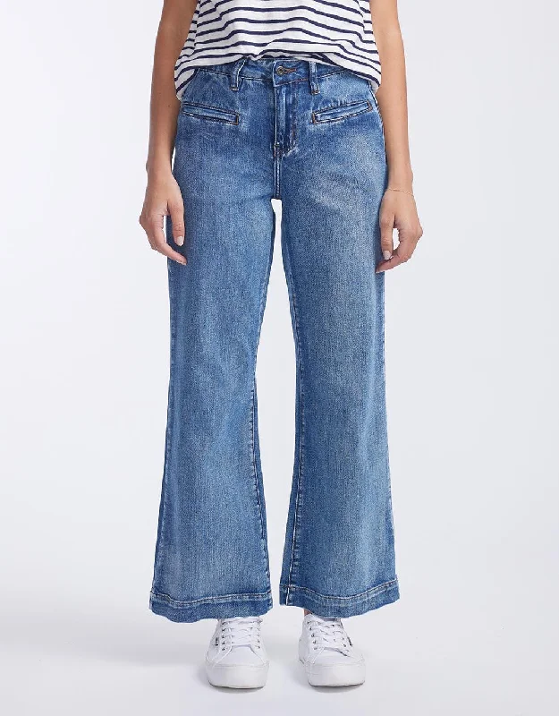 bell-bottom pants for women -Freya Jeans - Waterfall