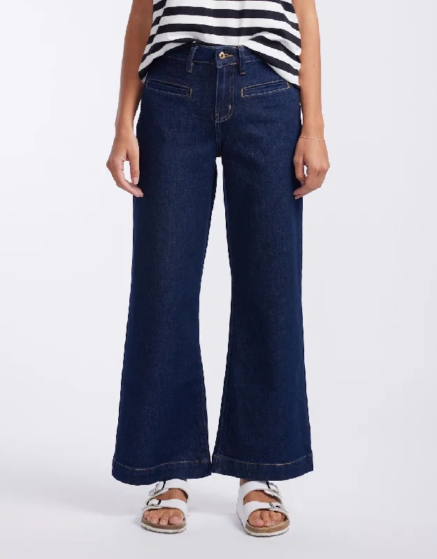 wool trousers for women -Freya Wide Leg Jeans - Indigo