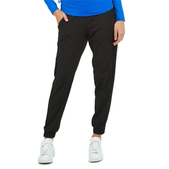 linen pants for women -IBKUL Solid Joggers - Black