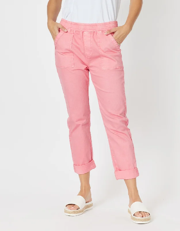 soft fabric pants for women -Isabella Cotton Pant - Pink