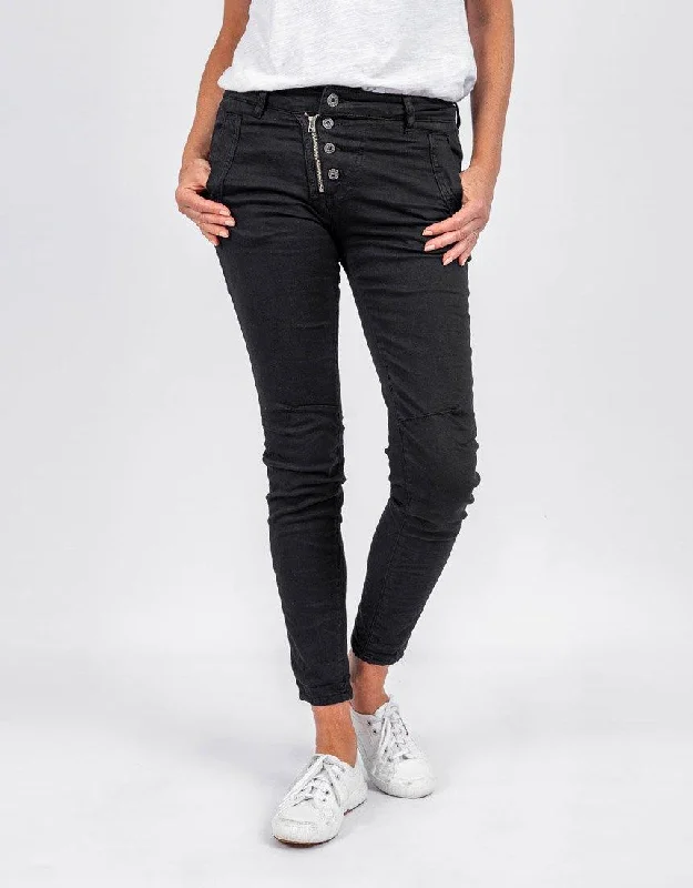 cropped joggers for women -Italian Star Jeans - Black