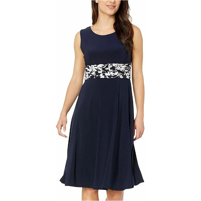 women’s retro dresses -Jessica Howard Womens Ruched A-line Dress, Blue, 14W