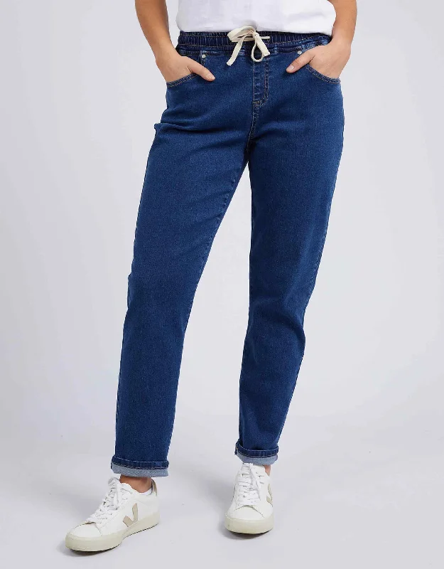 silk pants for women -Juliette Jogger Jean - Dark Blue Wash