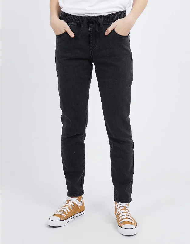 flannel pants for women -Juliette Jogger Jean - Washed Black