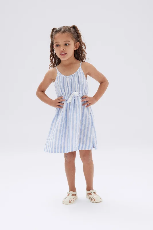 off-shoulder dresses for women -Kids Recess Linen Stripe Dress