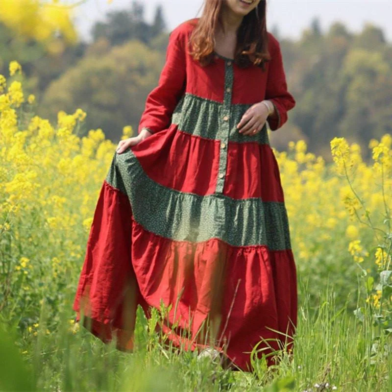 women's summer dresses -Loose Retro National Style Dress