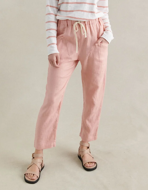 holiday pants for women -Luxe Linen Pants - Peach