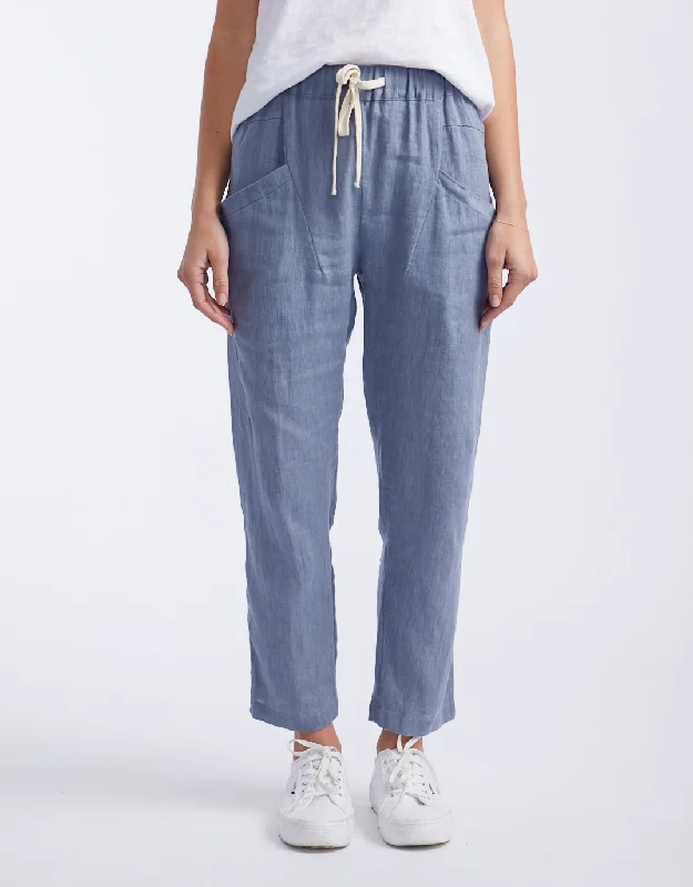 loose linen trousers for women -Luxe Linen Pants - Steel