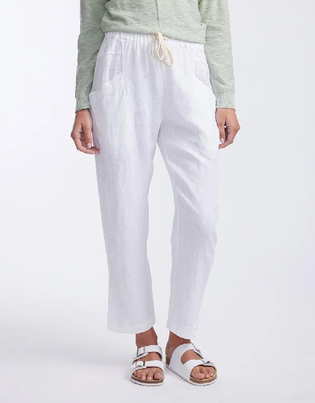 boho style pants for women -Luxe Linen Pants - White