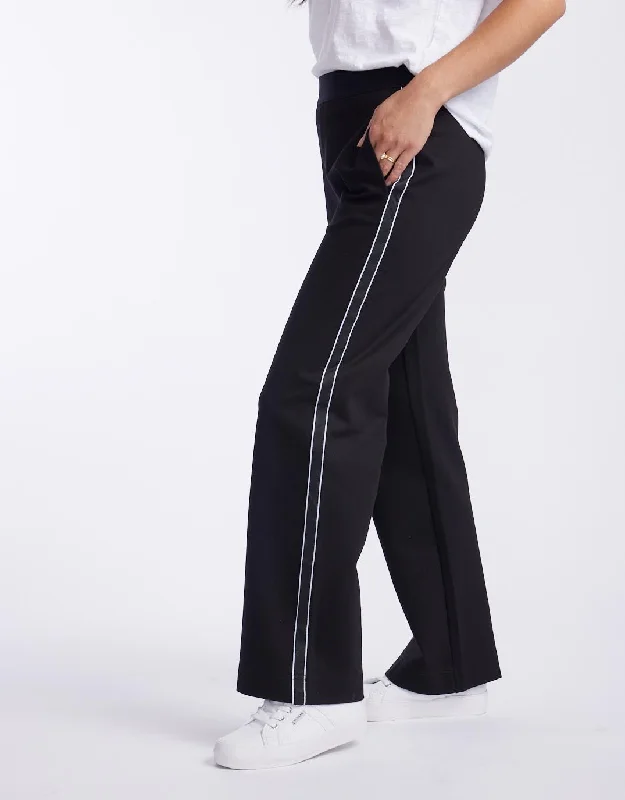 women's elastic waist pants -Timeless Straight Leg Ponti Pant - French Tape