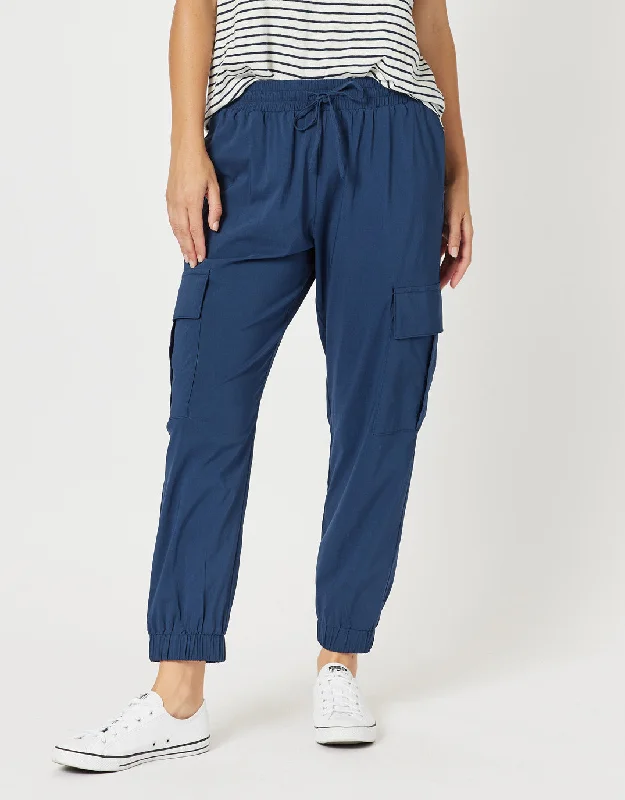 summer pants for women -Parachute Cargo Pant - Navy