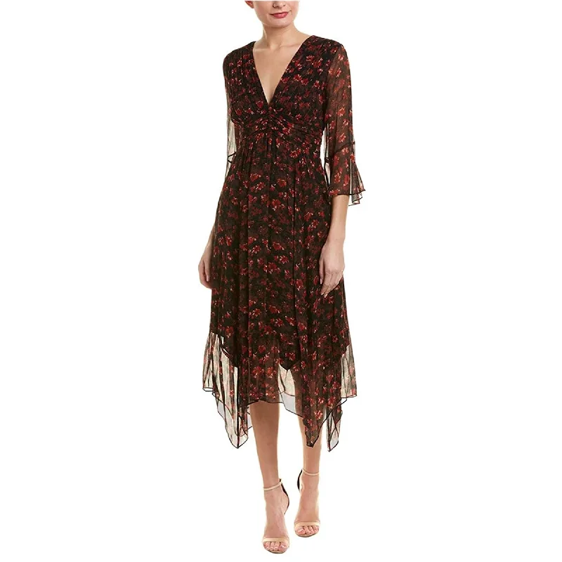 patterned dresses for women -Rachel Zoe Caden Handkerchief-Hem Dress Multi 2, Red, 2