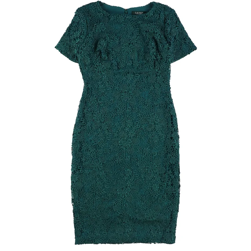 boho chic dresses for women -Ralph Lauren Womens Arguette Sheath Dress, Green, 4